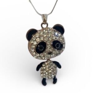 Panda Pendant Necklace Pre loved Like new Standing Panda 18”chain